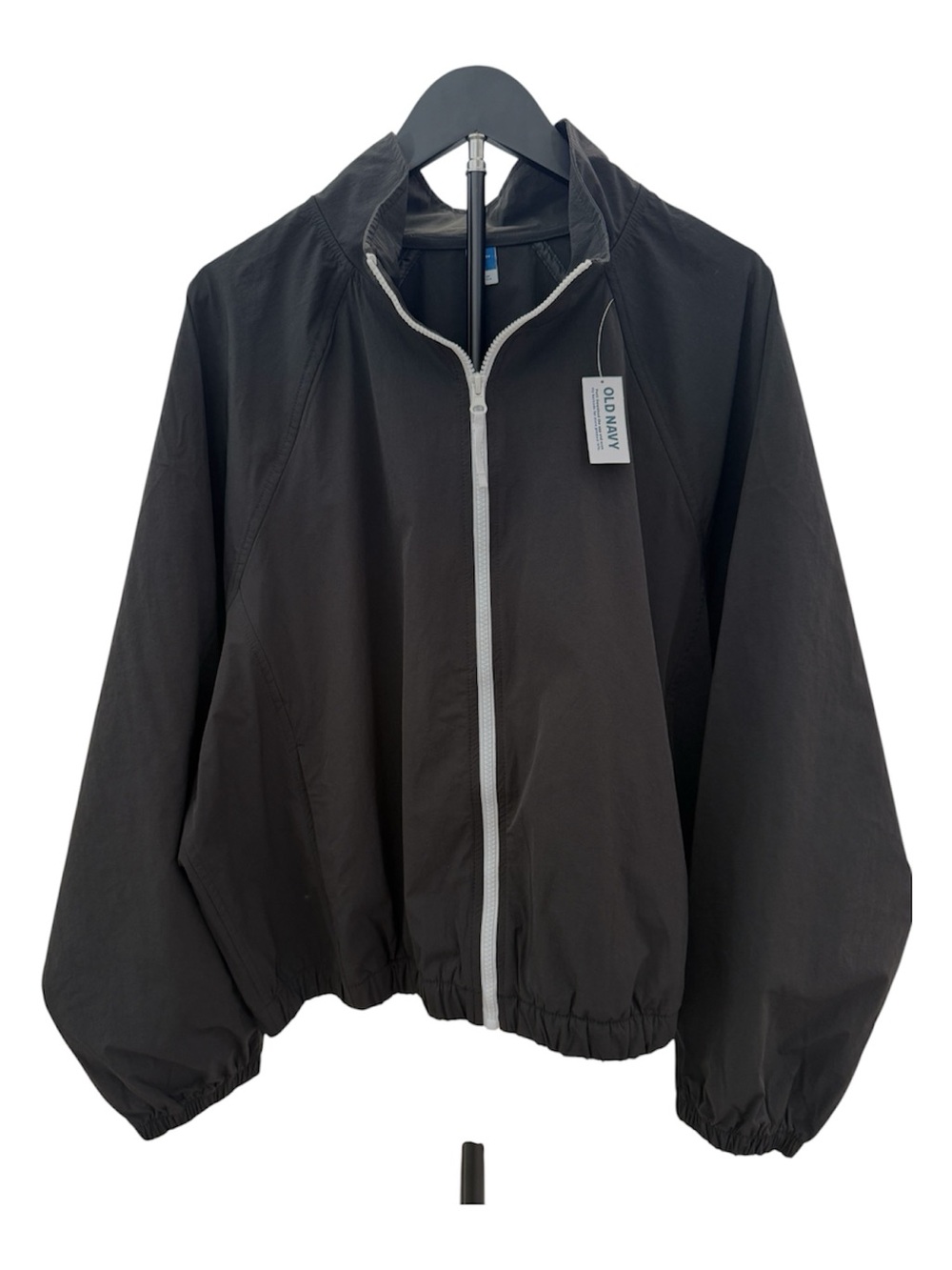 Old Navy Women Black Jacket Water Resistant Unlined With White Zipper Size XL